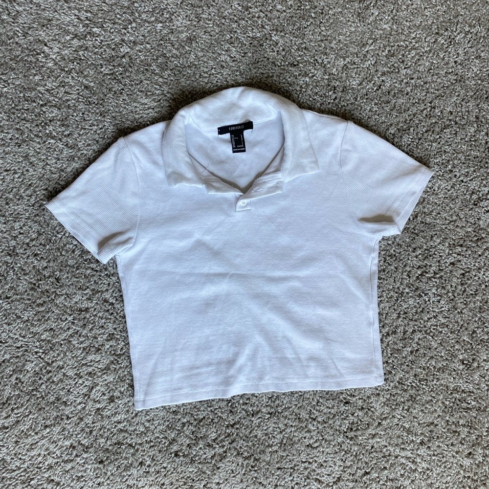 White collar crop top